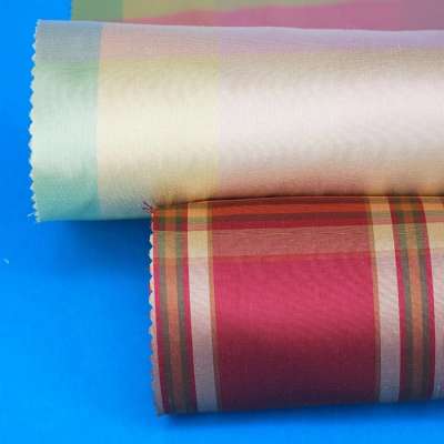 100% Silk Douppioni Check Design Yarn Dyed Fabric