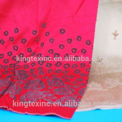 100% Silk Douppioni Yarn Dyed Flocking Fabric